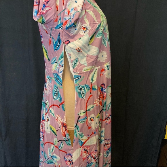 Kaimilan Floral Long Sleeved Faux Wrap Maxi Dress | Lavender Multicolor Floral - Picture 4 of 13